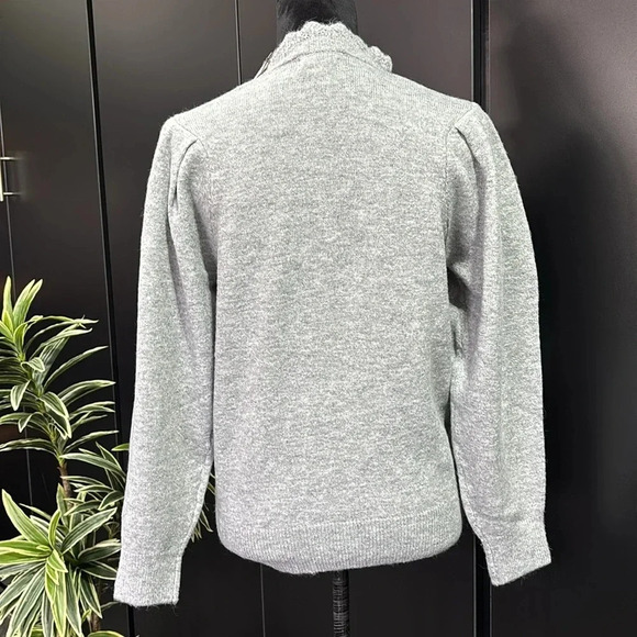 Cupio Blush Mock neck ruffle,long puff/pleated sleeve,soft, warm winter knit - Picture 4 of 9